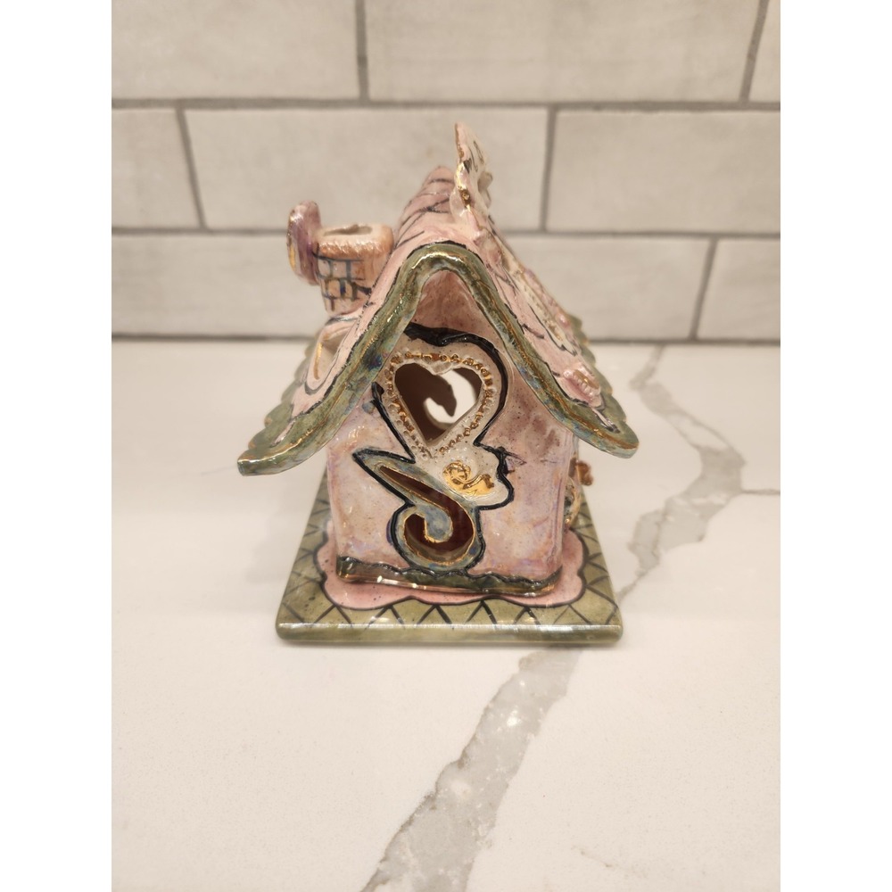 Blue Sky Clayworks "LOVE" Pink Heart Cottage Tea Light House Heather Goldminc - Picture 2 of 10